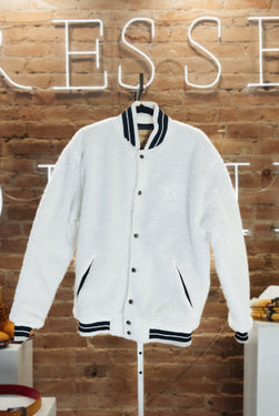 White Polar Fleece Bomber Jacket