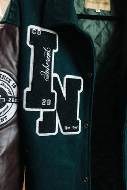 Wool & Cowhide Sleeve Varsity Jacket