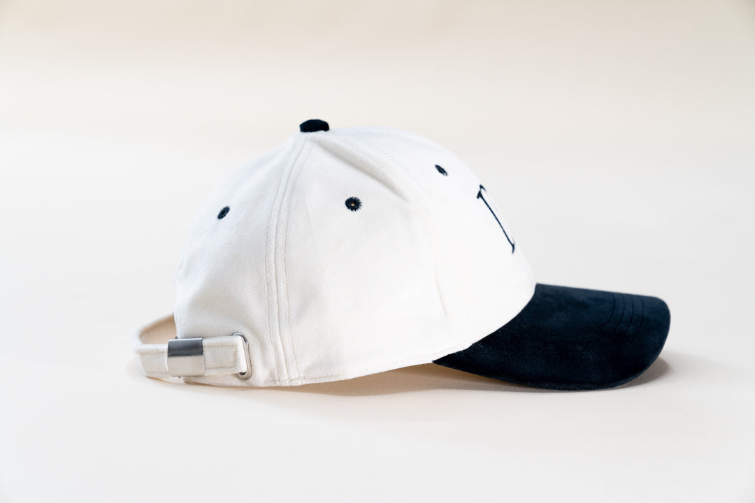 Black and White Velvet 6 Panel Baseball Hat