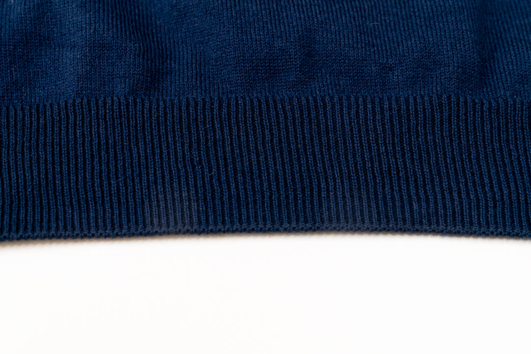 Navy Cotton Knit Short Sleeved Polo