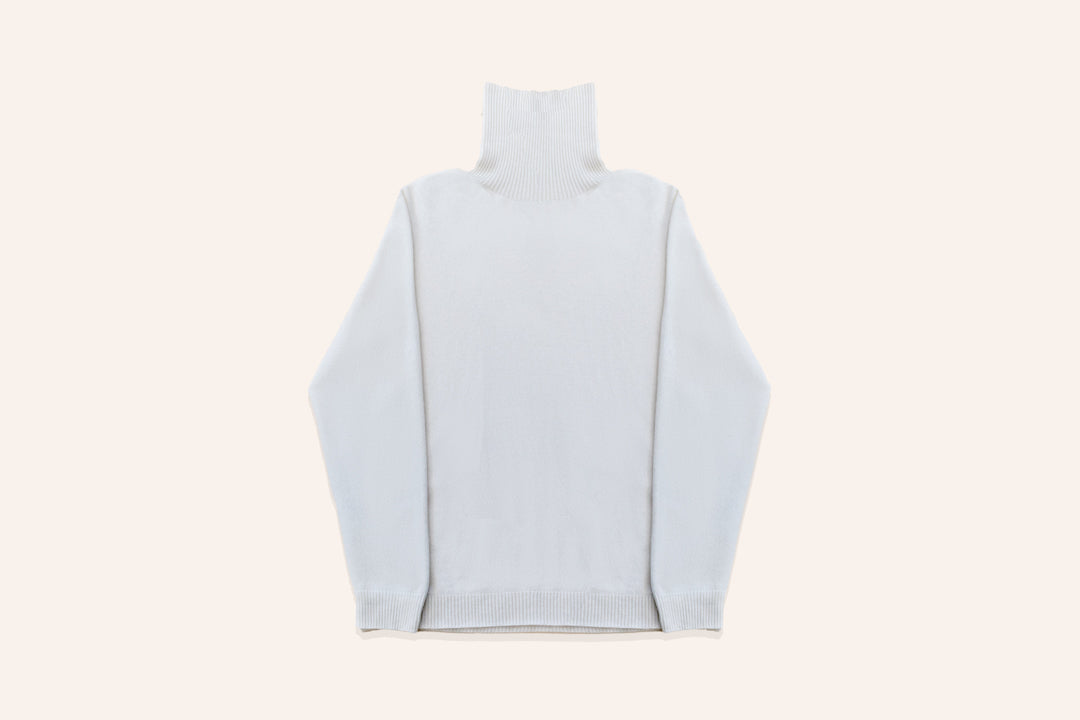 White Merino Wool Turtleneck Sweater