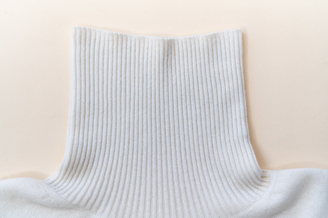White Merino Wool Turtleneck Sweater