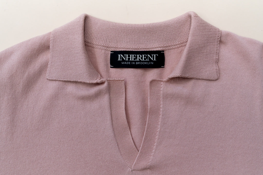 Light Pink Knit Short Sleeved Polo
