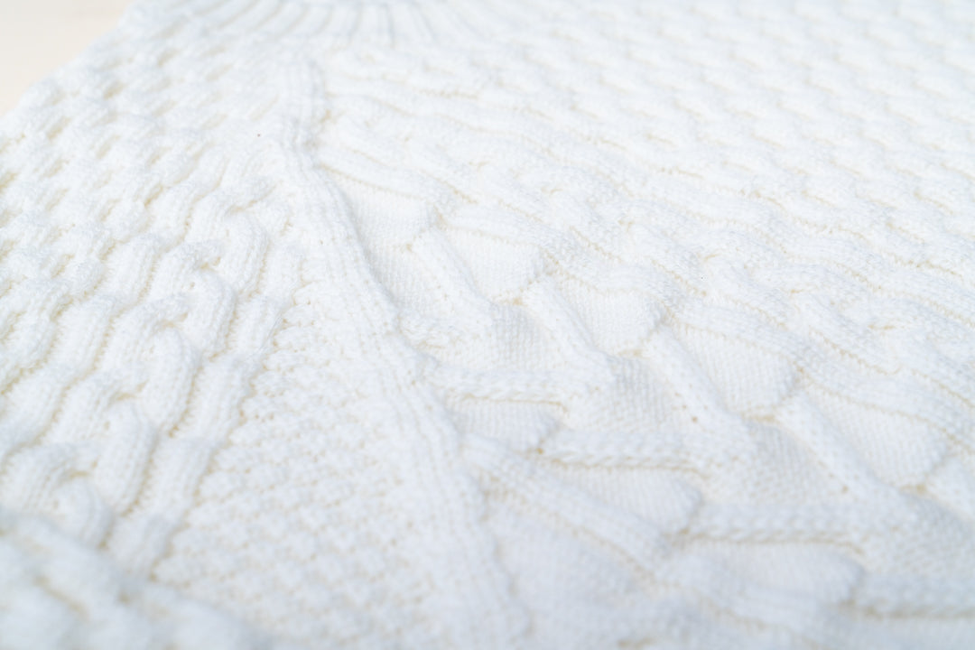 White Merino Cable Knit Sweater