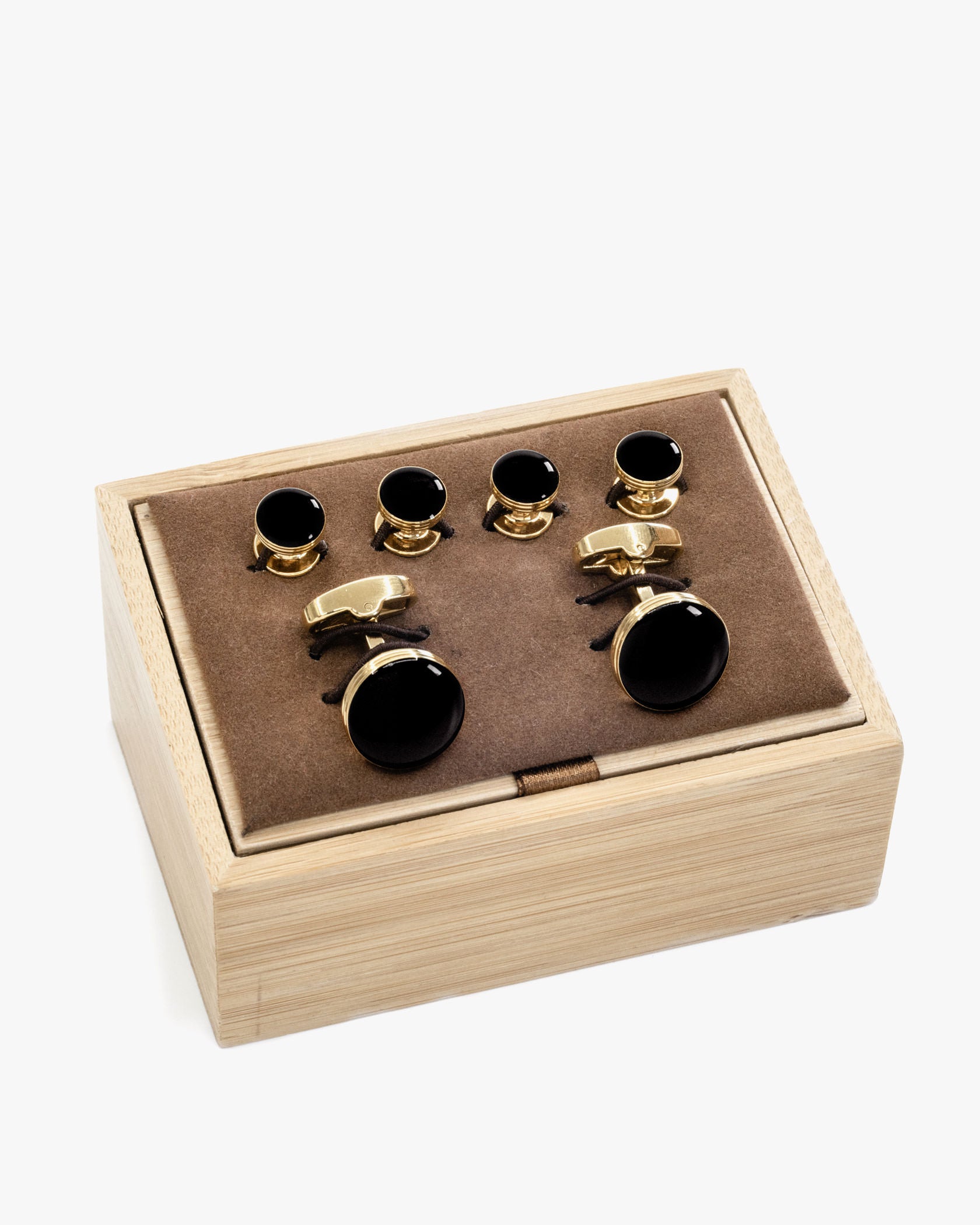 Gold and Onyx Cufflink and Shirt Stud Set