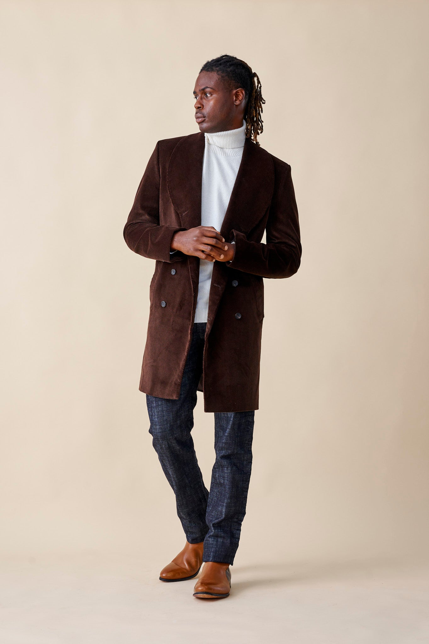 Dark Brown Corduroy Overcoat