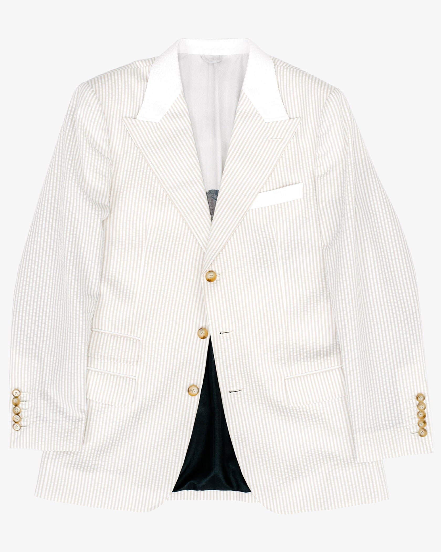 White & Beige Seersucker Suit - Summer 2021