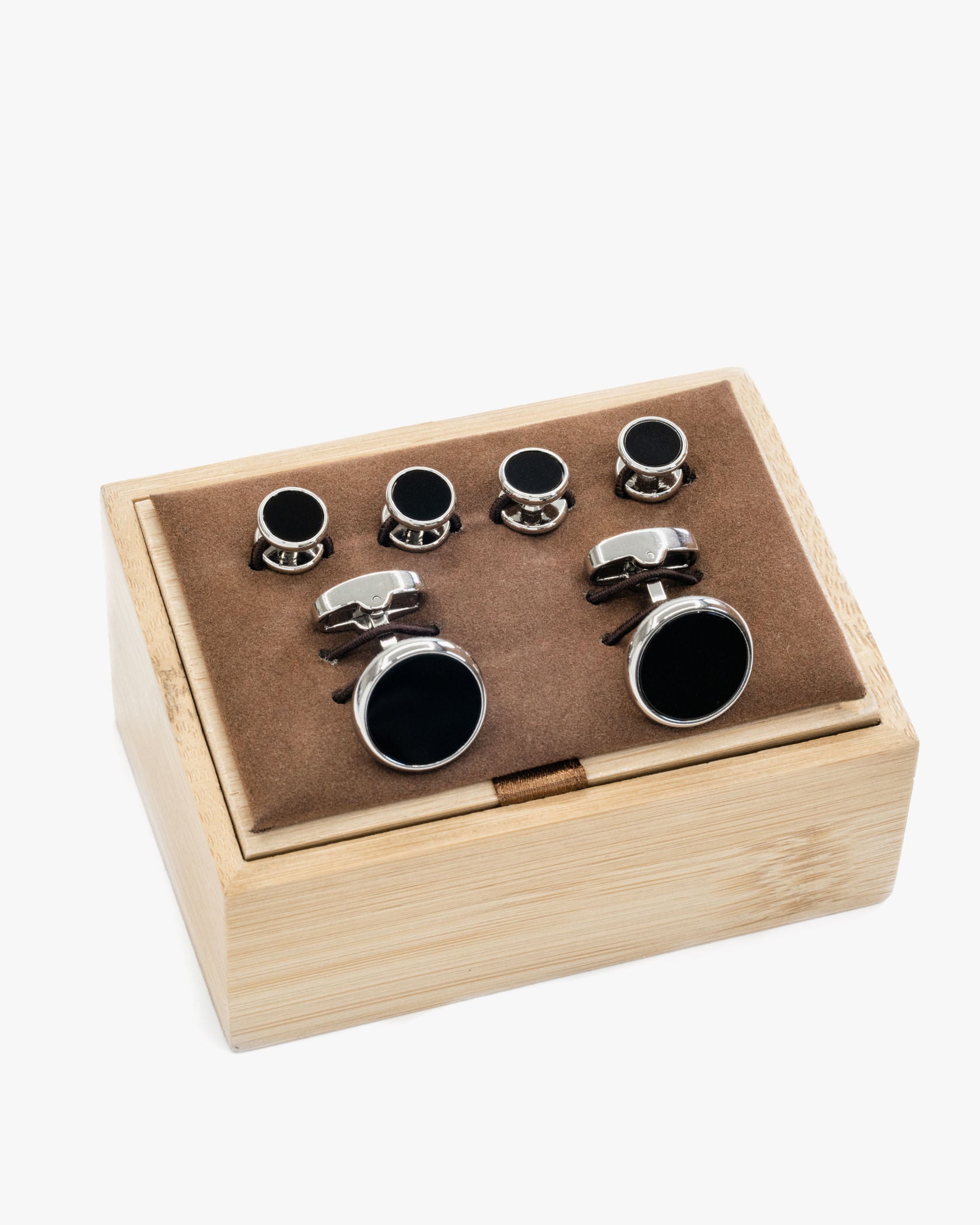 Silver and Onyx Cufflink and Shirt Stud Set