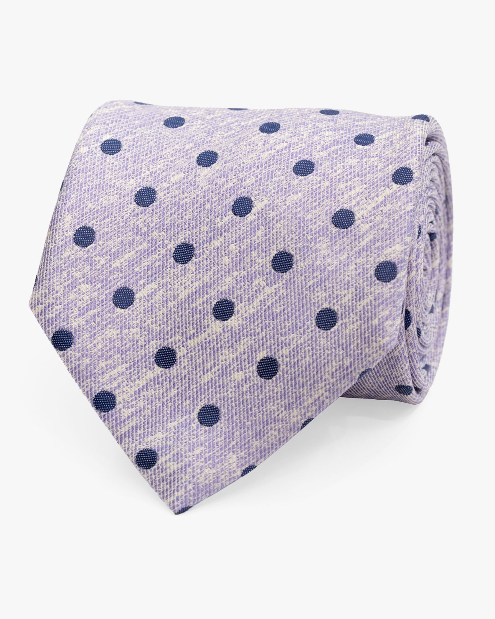 Lavender Necktie with Navy Polka Dots