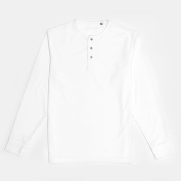 White Pique Cotton Henley