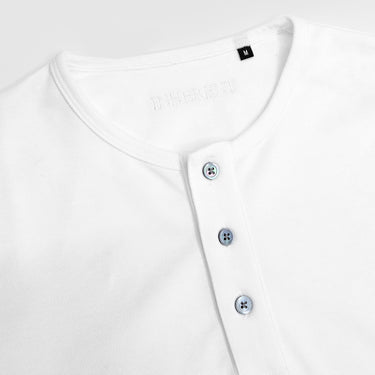 White Pique Cotton Henley